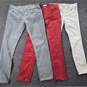 Lot of 3 Women's Ann Taylor LOFT  Skinny Jeans Gray Gray Maroon  ~ Size 2